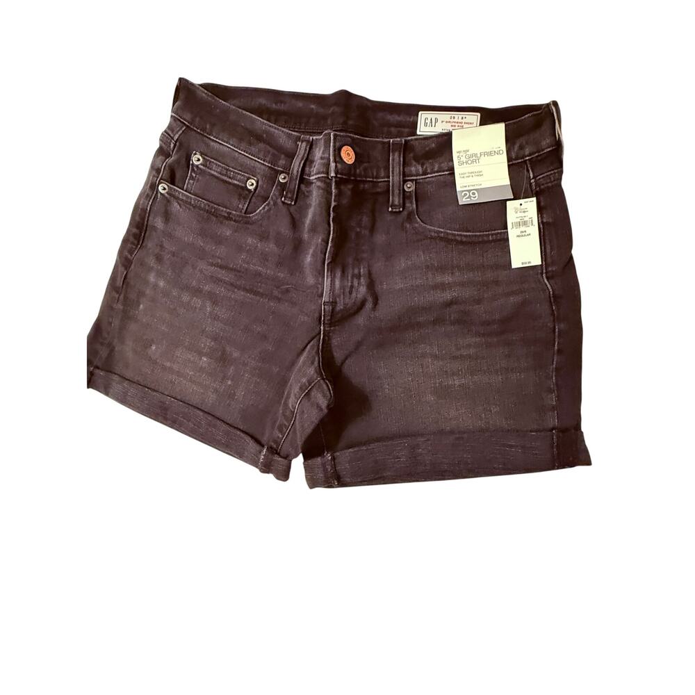 NWT GAP Women’s 5" Girlfriend Denim Shorts Size 29 Dark Wash Mid Rise Stretch